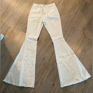 White flared jeans